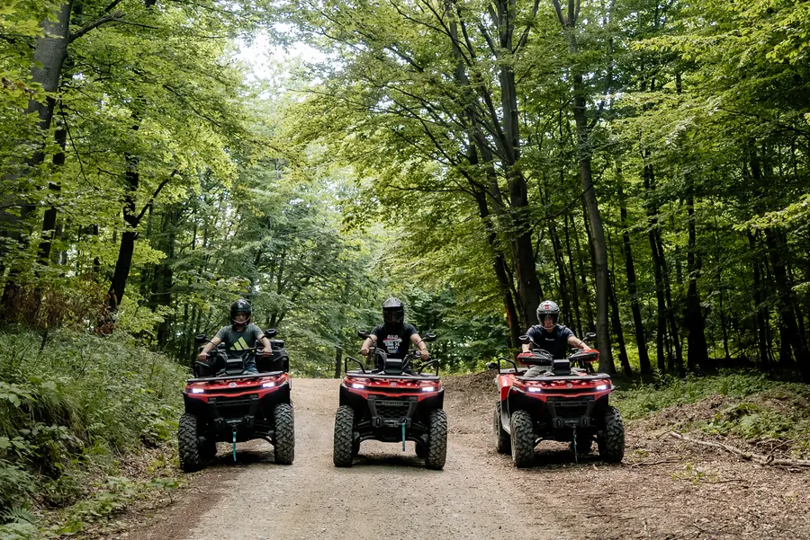 Tri vozača na šumskoj stazi