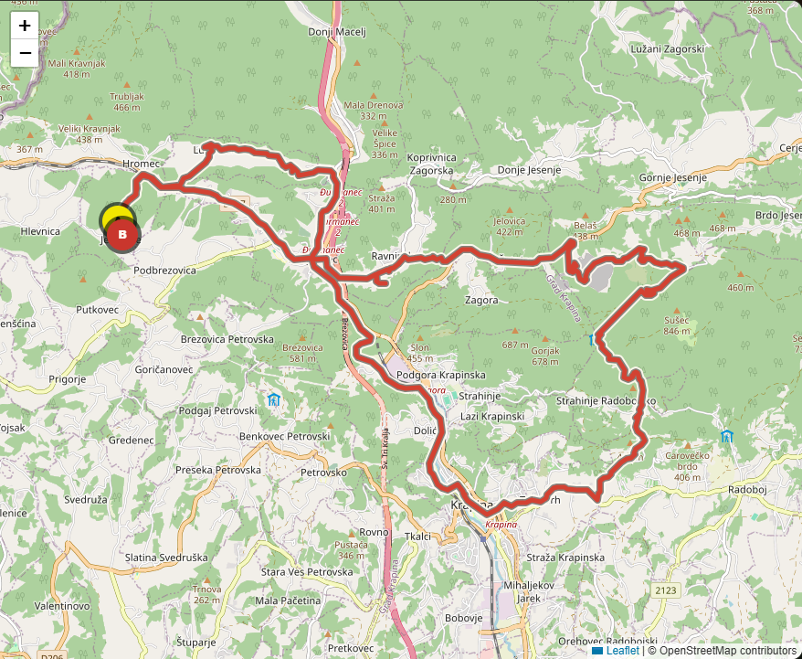 Cestovna karta GPS rute Jezerišće